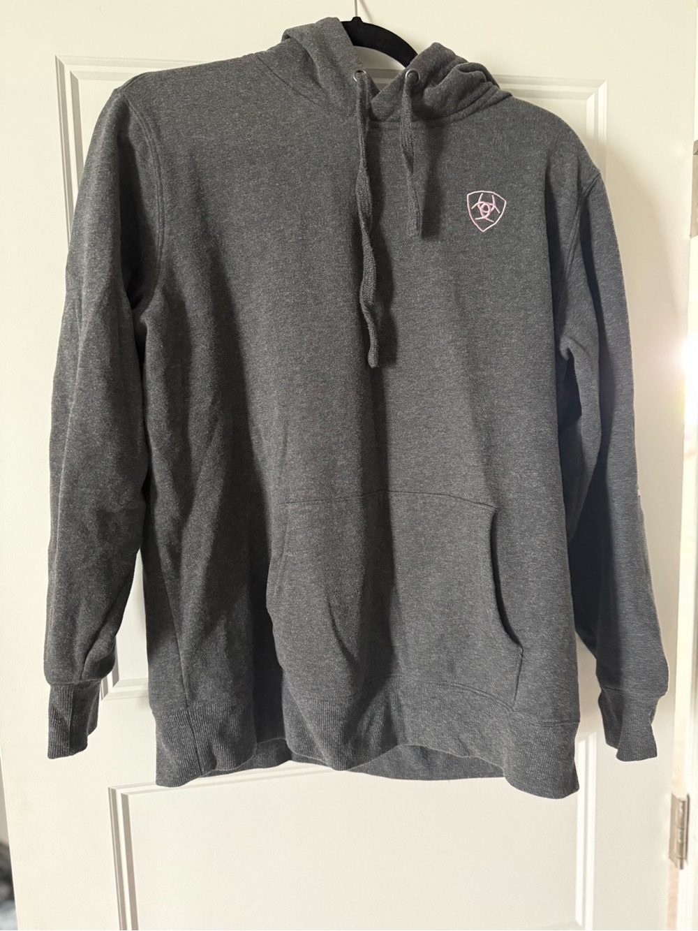 Ariat Dark Gray Hoodie with Light Pink Logo